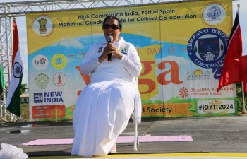 International Day of Yoga celebration in Chaguanas at Pierre Road Recreation Ground on June 29, 2024.